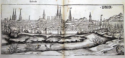 Stadtansicht Lübeck (Druckzentrum des Nordens in der Inkunabelzeit)