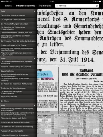 Weltbrand: Volltext-Recherche in ausgewählten Ausgaben der Hamburger Nachrichten
