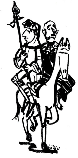 Don Quichotte und Sancho Pansa, Zeichnung von Birgit Kiupel, Hamburg