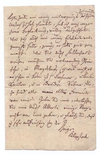 Brief Klopstocks an Élie-Salomon-François Reverdil