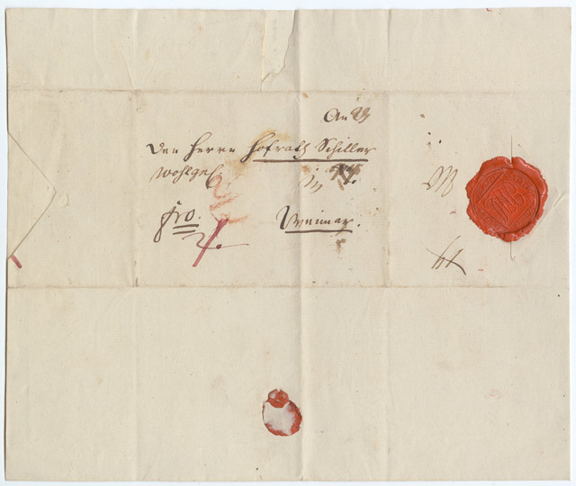 Adresse Friedrich Schillers auf Brief von Jacob Herzfeld vom 19. Januar 1802