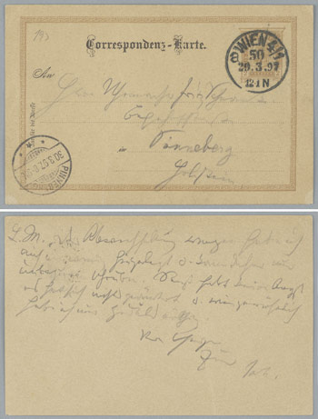 Johannes Brahms, Postkarte vom 29.3.1897