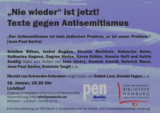 Lesung: „Nie wieder ist jetzt!“. Texte gegen Antisemitismus