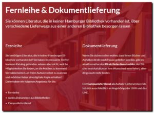 Screenshot Website: Fernleihe & Dokumentlieferung