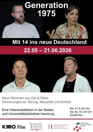 Ausstellungsplakat 'Generationen verbinden. Generation 1975 – Mit 14 ins neue Deutschland'