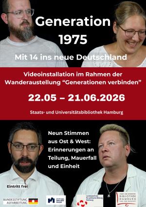 Ausstellungsplakat 'Generationen verbinden. Generation 1975 – Mit 14 ins neue Deutschland' Ausstellungsplakat 'Generationen verbinden. Generation 1975 – Mit 14 ins neue Deutschland'