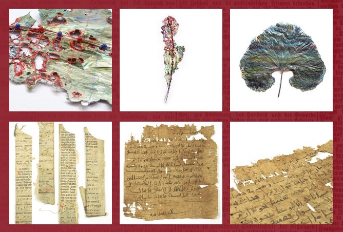 Pressefotos Ausstellung: Fragments & Leaves. Historische Schriftartefakte und zeitgenössische Blattobjekte